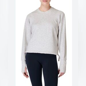 Sweaty Betty London Women’s Gray Crewneck Drawstring Thumb Hole Sweatshirt Sz‎ S